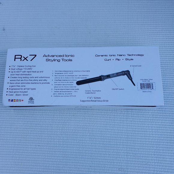 Rx7 Hot Curling Iron Wand 1.25" 2180 Ceramic Ino Nano Tourmaline New InBox - Picture 12 of 12